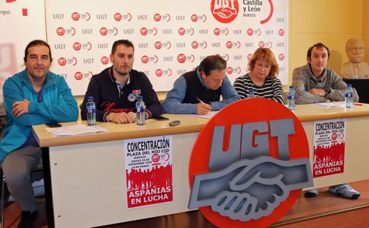 Imagen de archivo de un rueda de prensa de representantes de UGT Aspanias.