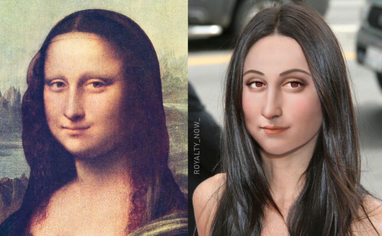 La Mona Lisa del cuadro original de Leonardo Da Vinci y la recreación de la misma realizada por Becca Saladin.