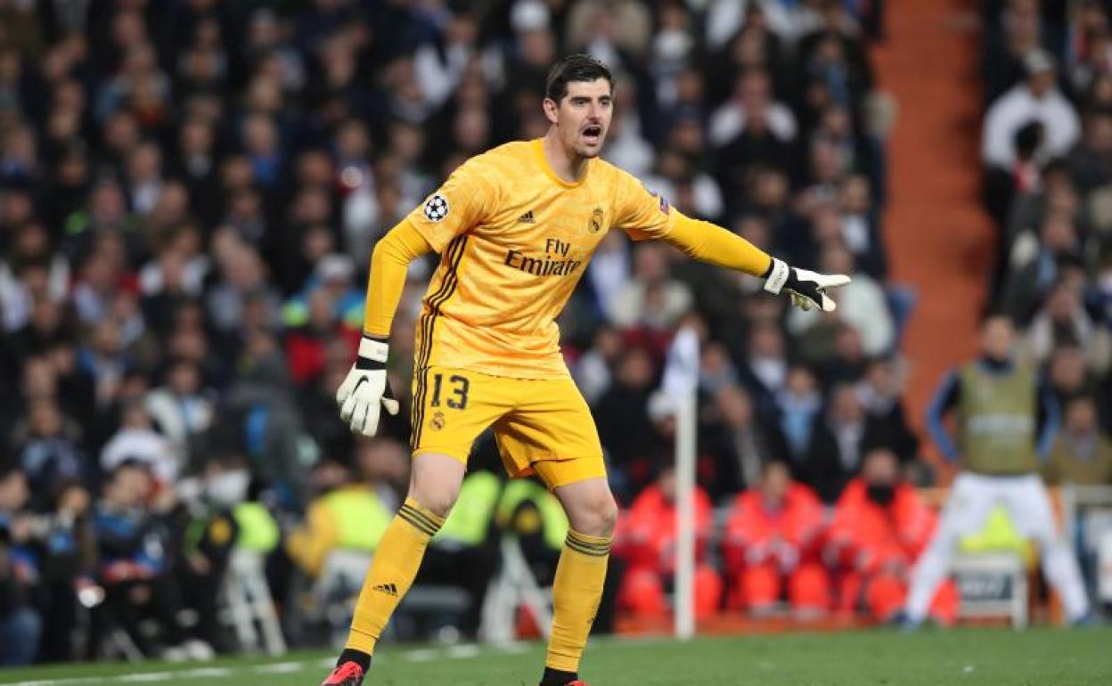 Thibaut Courtois, durante el partido ante el Manchester City. 