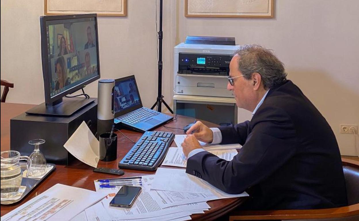 Torra, durante una videoconferencia. 