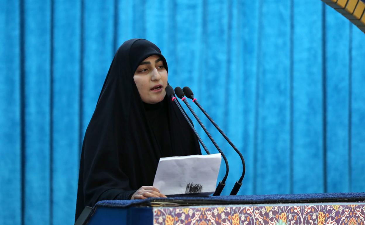 Zeinab Suleimani, durante los funerales de su padre el pasado mes de enero.