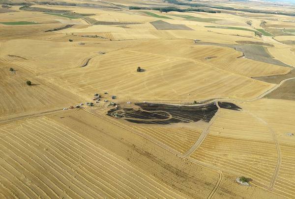 Zona del incendio de Villafruela este domingo.