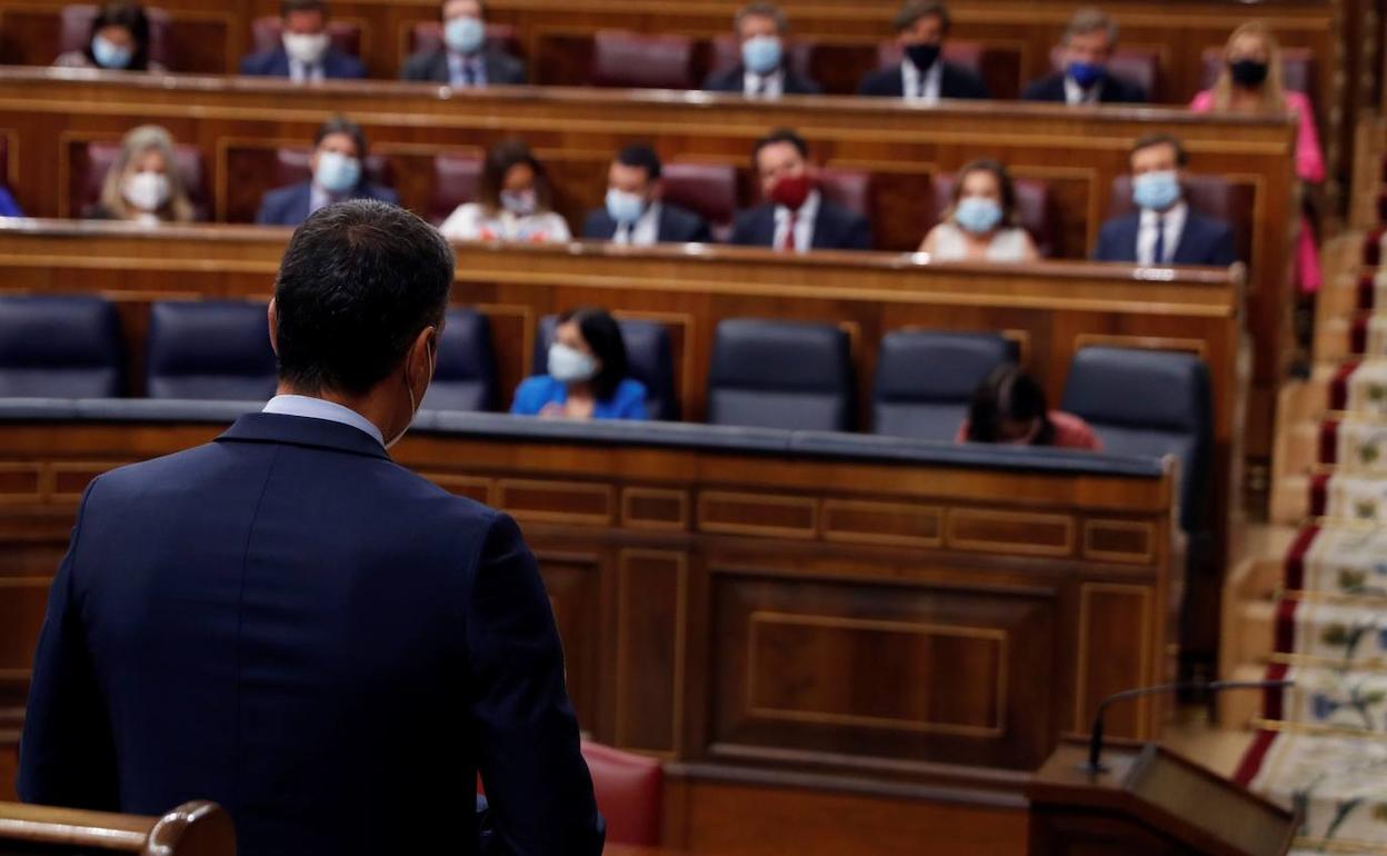 El presidente del Gobierno, Pedro Sánchez durante la sesión de control al Gobierno en el Congreso.