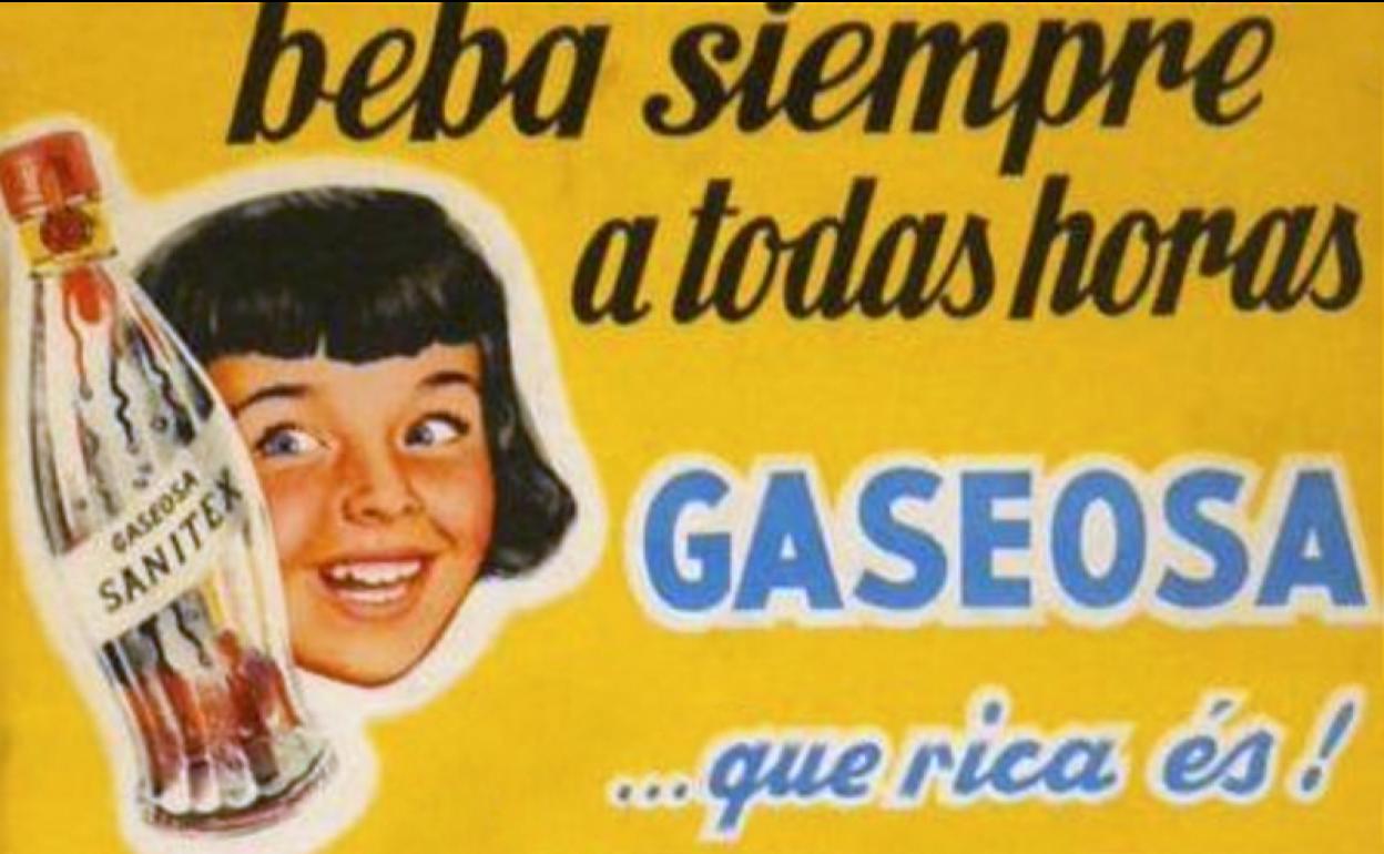 Cartel publicitario de gaseosas Sanitex.