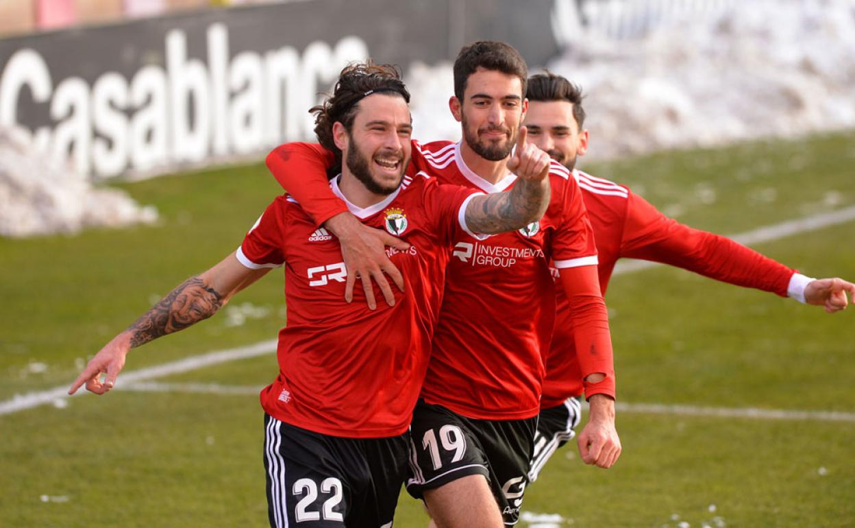 'Mumo', celebrando el gol de ayer frente al Real Oviedo B. 