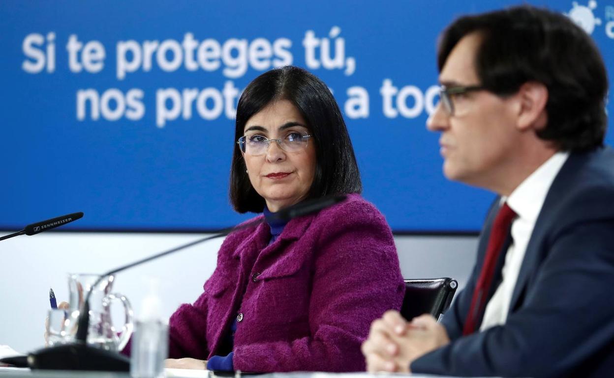 Carolina Darias y Salvador Illa, tras una de las reuniones del Consejo Interterritorial