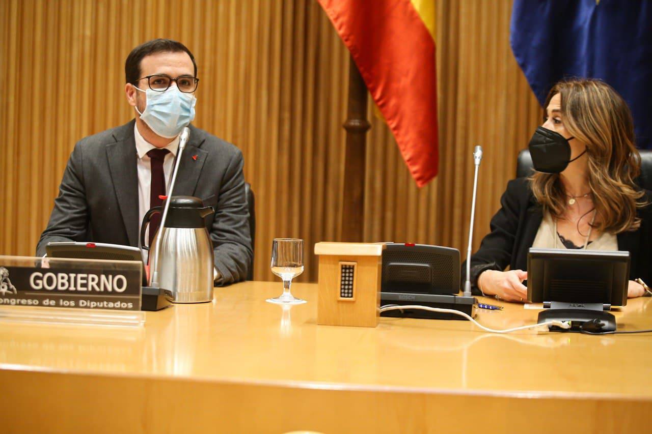 El ministro de Consumo, Alberto Garzón, hoy en el Congreso. 