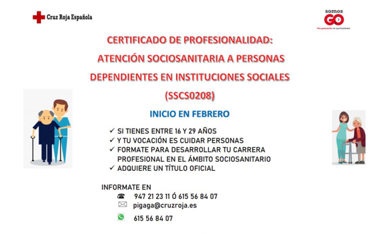 Cruz Roja Burgos pone en marcha un curso oficial de atención sociosanitaria a personas dependientes