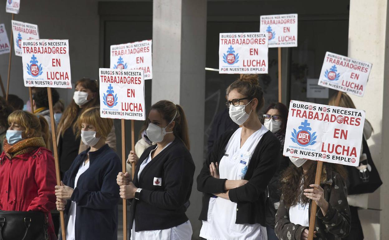 Protesta de los trabajadores del hospital San Juan de Dios en Burgos en el mes de diciembre.