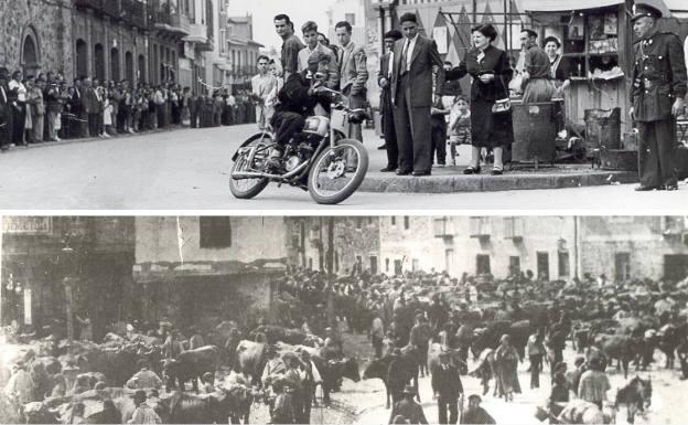 Una de las primeras carreras de motos en La Bañeza y antiguo mercado del municipio.