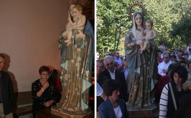 Una mujer besa la medalla de la Virgen de las Nieves en su fiesta y tradicional romería de la Tuiza en los alrededores del santuario de ese nombre.