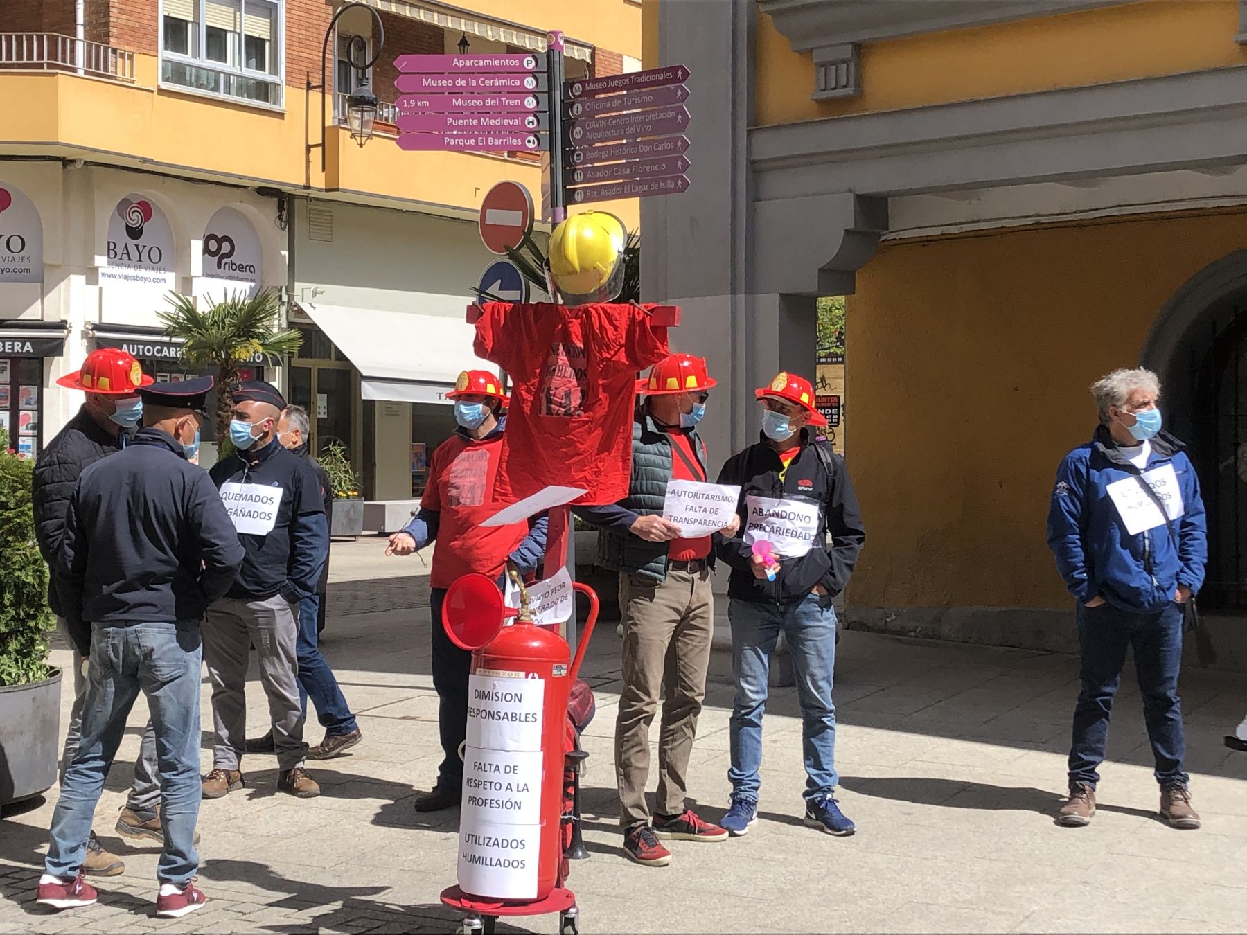 Protesta de los Bomberos de Aranda el pasado 10 de mayo.