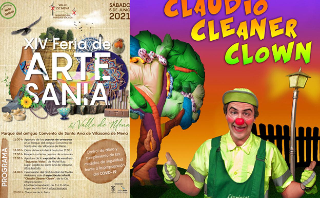 Carteles de la Feria de Artesania y de la actuación de Atópico Teatro. 