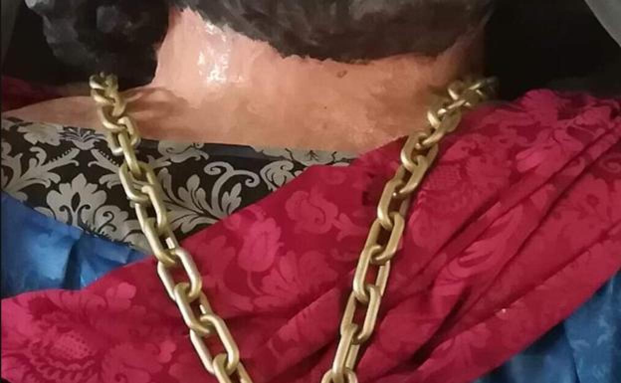 Detalle de uno de los gigantes de la Batalla de Atapuerca. 