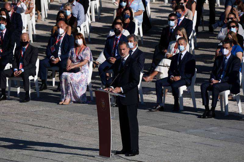 El rey Felipe VI, durante su discurso en el homenaje