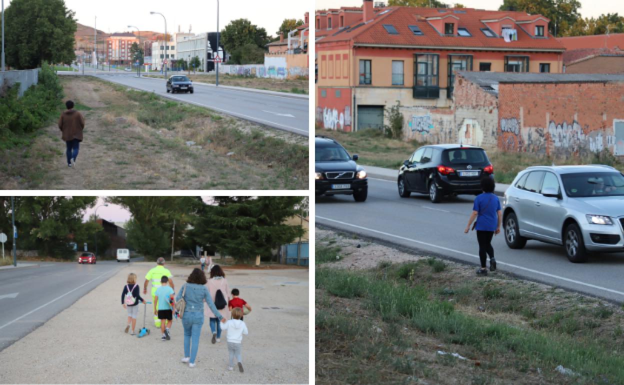 Montaje con tres fotos de la situación que padecen los vecinos de la calle Puente la Reina.