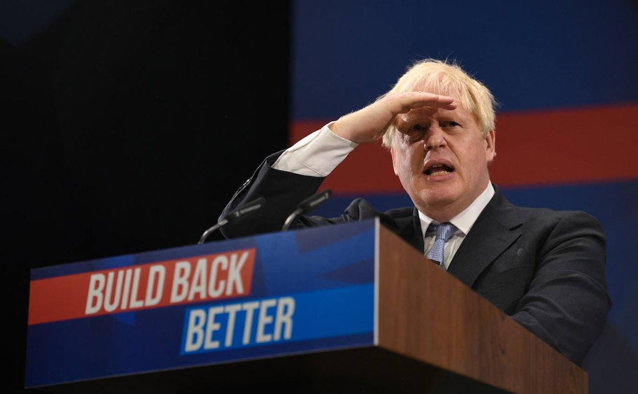 Boris Johnson, en la clausura de la conferencia de su partido. 