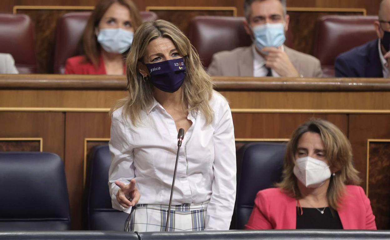 Yolanda Díaz, ministra de Trabajo, en una comparecencia en el Congreso. 