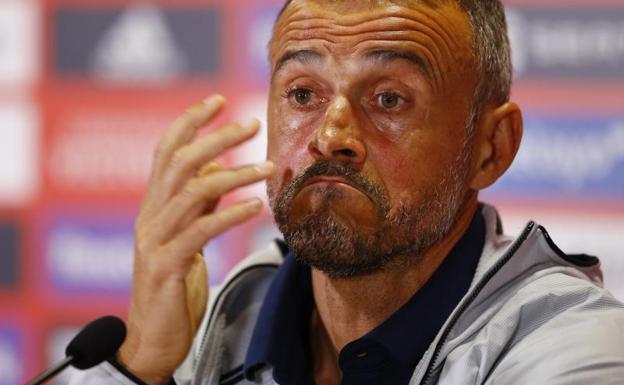 Luis Enrique, durante la rueda de prensa. 