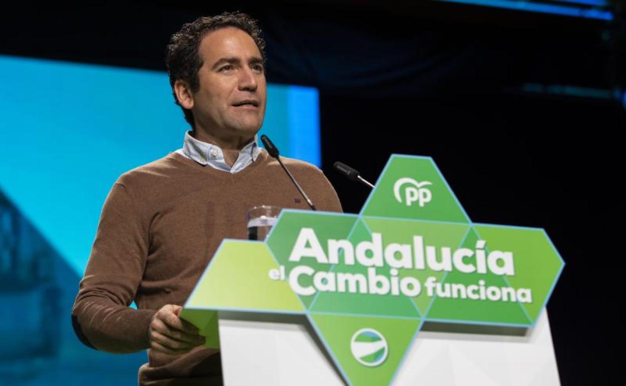 El Secretario General del PP, Teodoro Garcia Egea, durante su intervención en el XVI Congreso Autonómico del PP Andaluz 