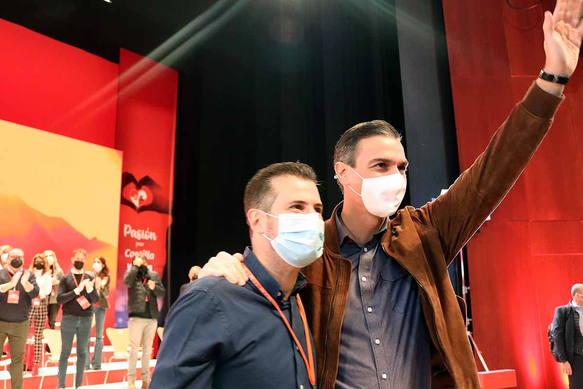 Luis Tudanca y Pedro Sánchez en el Congreso Autonómico del PSOE de Castilla y León. 