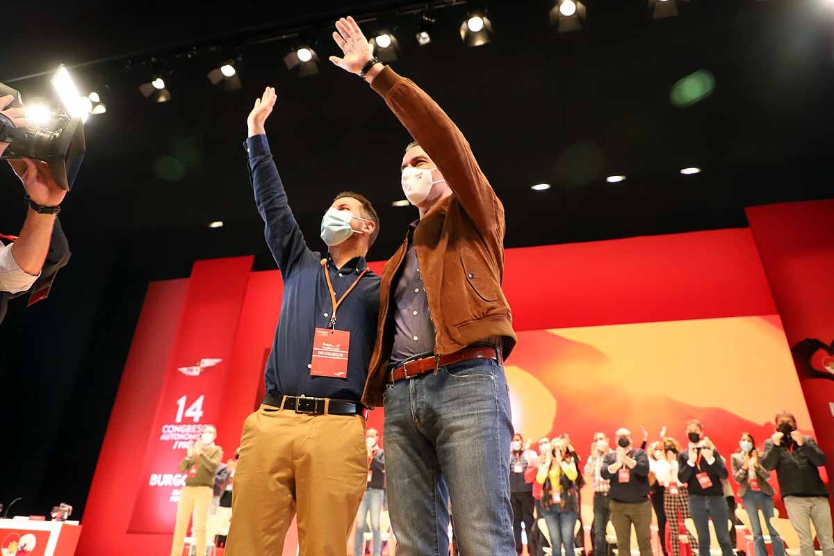 Luis Tudanca y Pedro Sánchez en el Congreso Autonómico del PSOE de Castilla y León. 