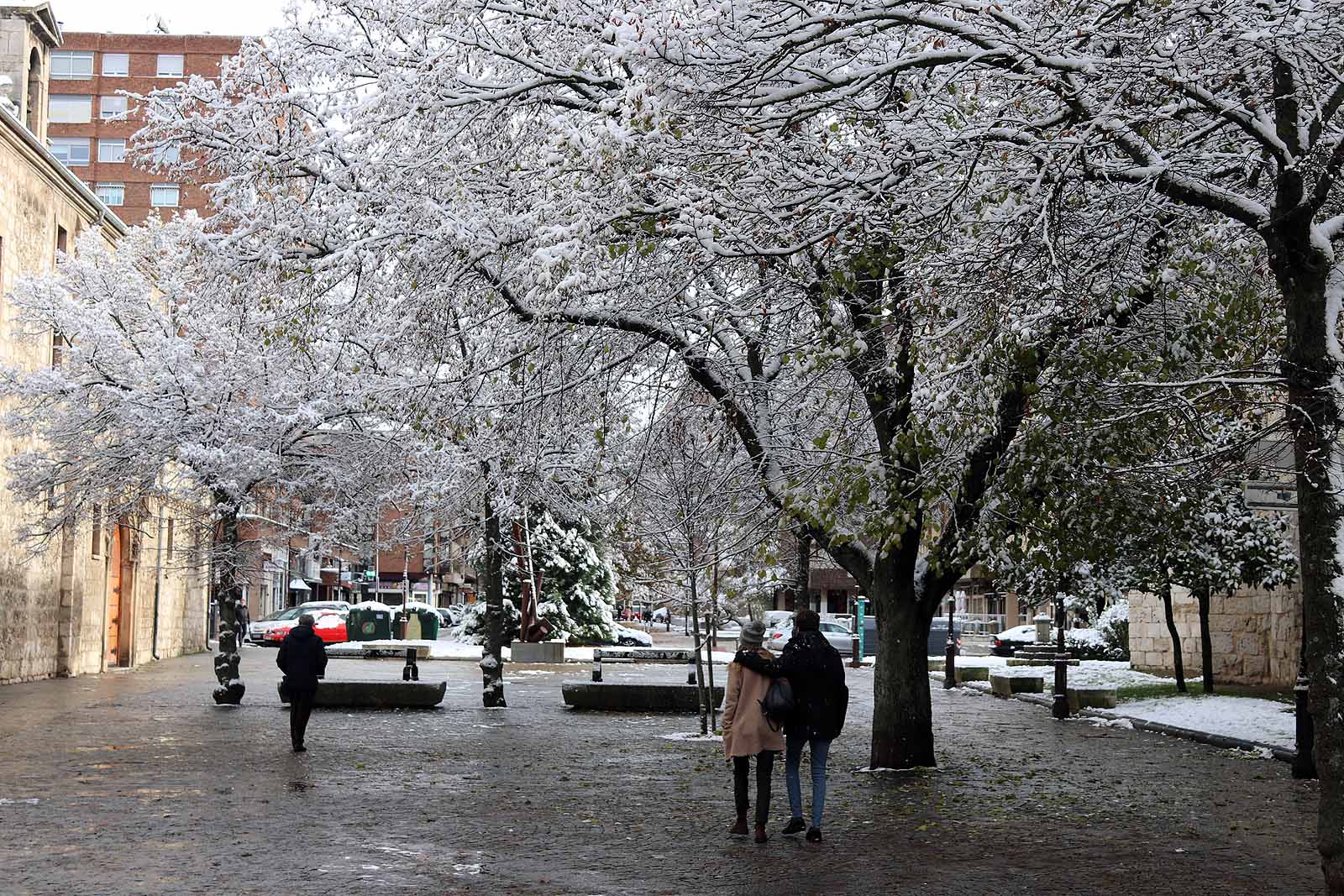 La capital amanece blanca tras la nieve de la pasada noche.