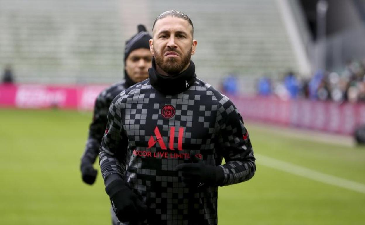 Sergio Ramos, durante un entrenamiento con el PSG. 