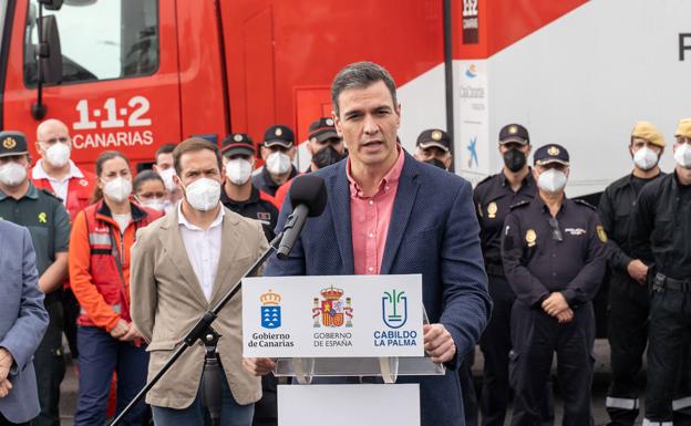 Pedro Sánchez, este lunes en La Palma.