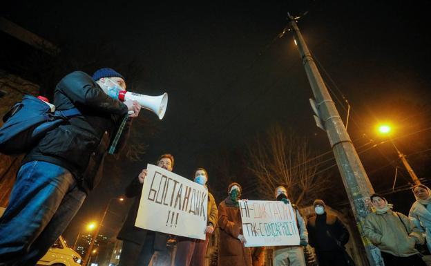 Imagen de las protestas en Almaty, Kazajstán.