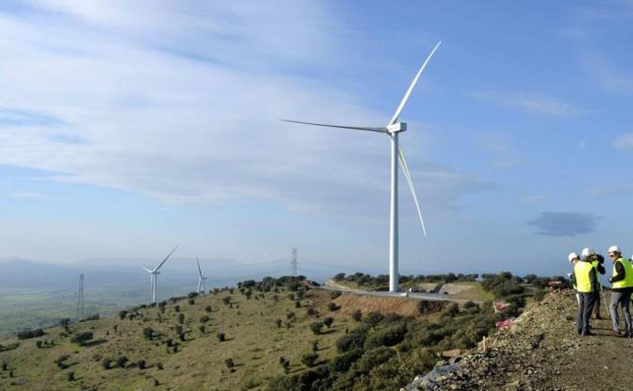 Imagen de archivo de un parque eólico.
