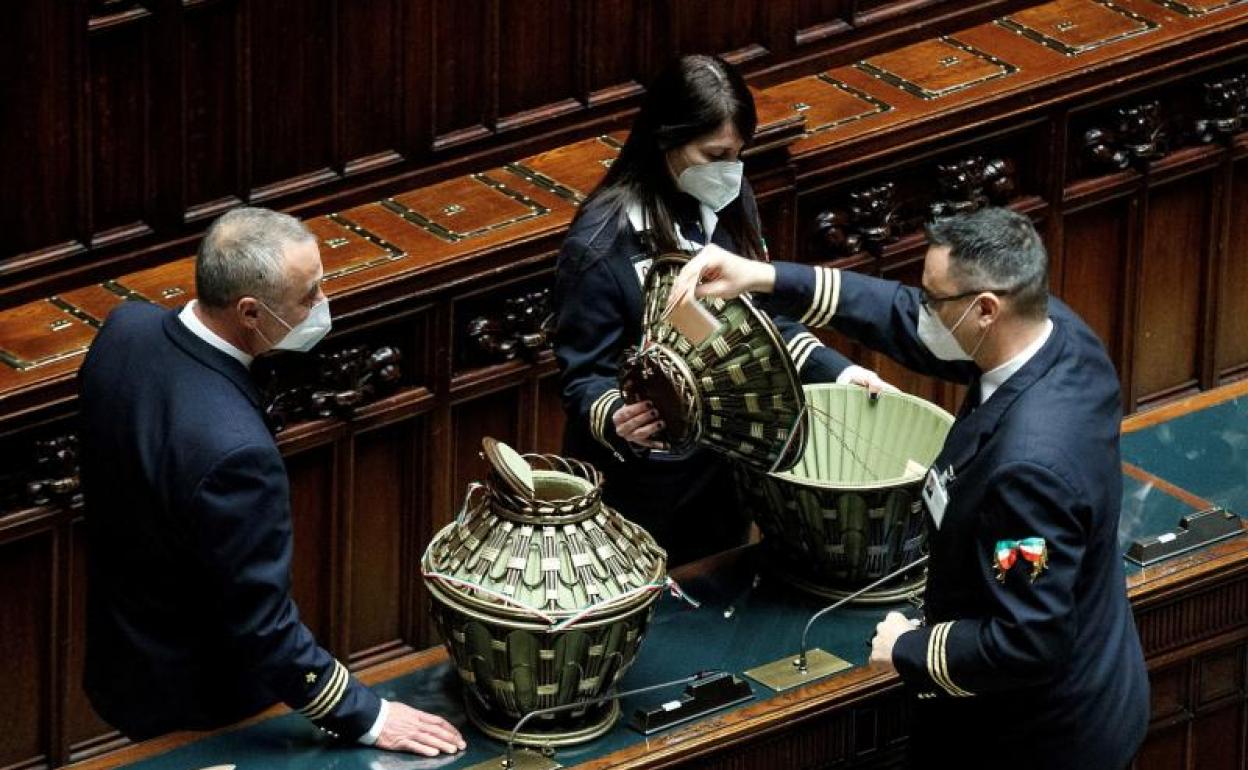 Una de las votaciones en el Parlamento italiano. 