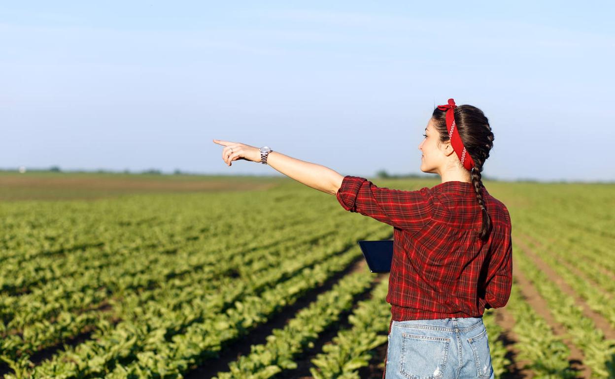 Una agricultora en su explotación. 