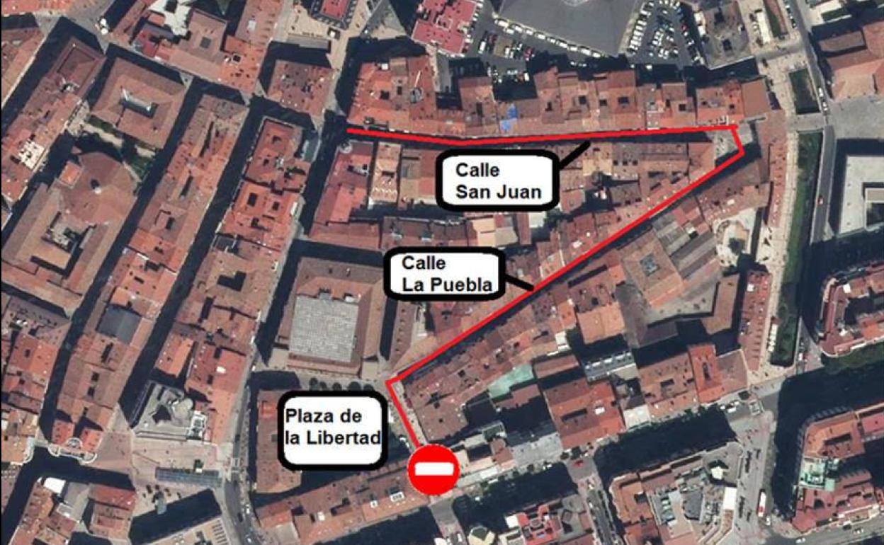 Indicaciones de los cortes al tráfico anunciados por el Ayuntamiento de Burgos.