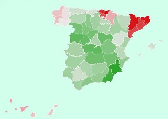 Mapa de la posición bélico militar de los españoles por provincias