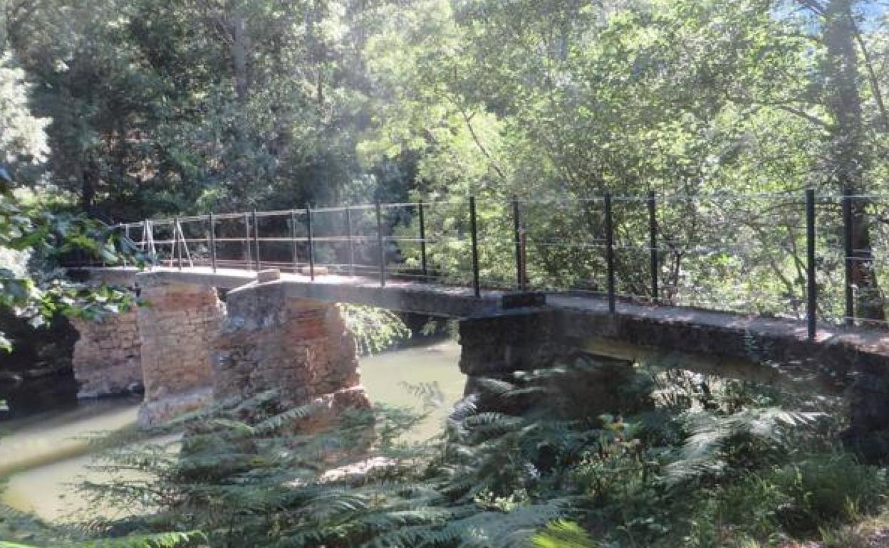 Estado original de la pasarela sobre el río Ebro. En el futuro se espera que el puente sea volado.