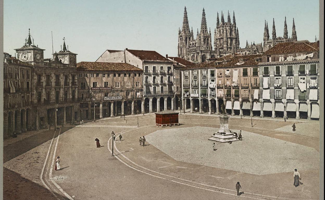 Fotocroma de la Plaza Mayor de Burgos recogido en la División de Impresiones y Fotografías de la Biblioteca del Congreso de los Estados Unidos