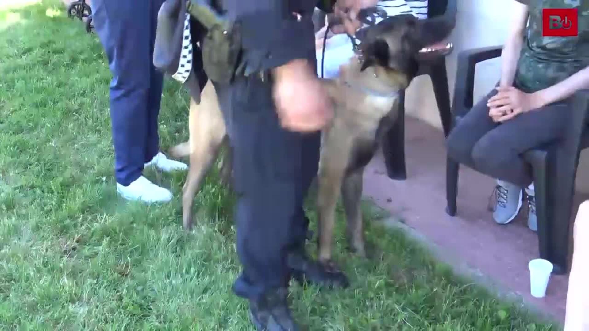 Exhibición de la unidad canina de la Policía Local de Burgos en centro de Fuentes Blancas