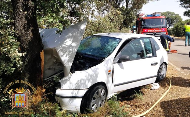 Un hombre ha colisionado contra un árbol en Roa. 