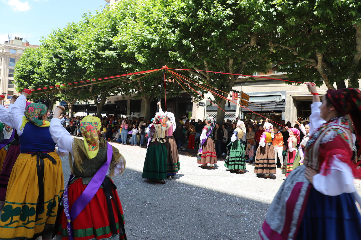 Las peñas desfilan por las calles de Burgos a ritmo de charanga, a golpe de pañuelo y escoltando a las carrozas para celebrar los Sampedros