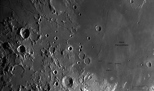 Cráteres de la Luna captados desde el Centro Astronómico de Lodoso