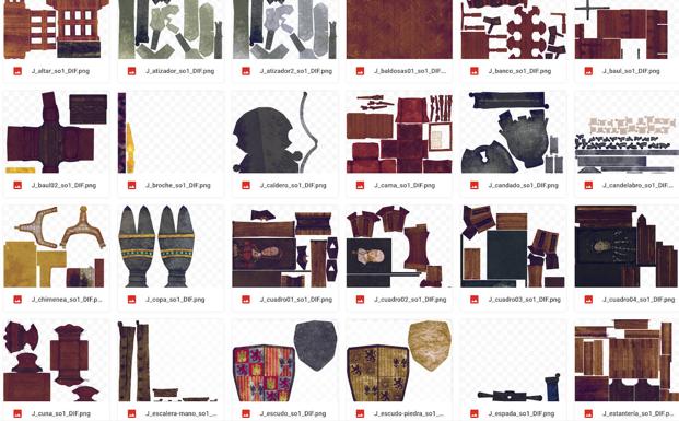 Imagen principal - Texturas y modelos 3D diseñados para el videojuego de Juana I de Castilla 