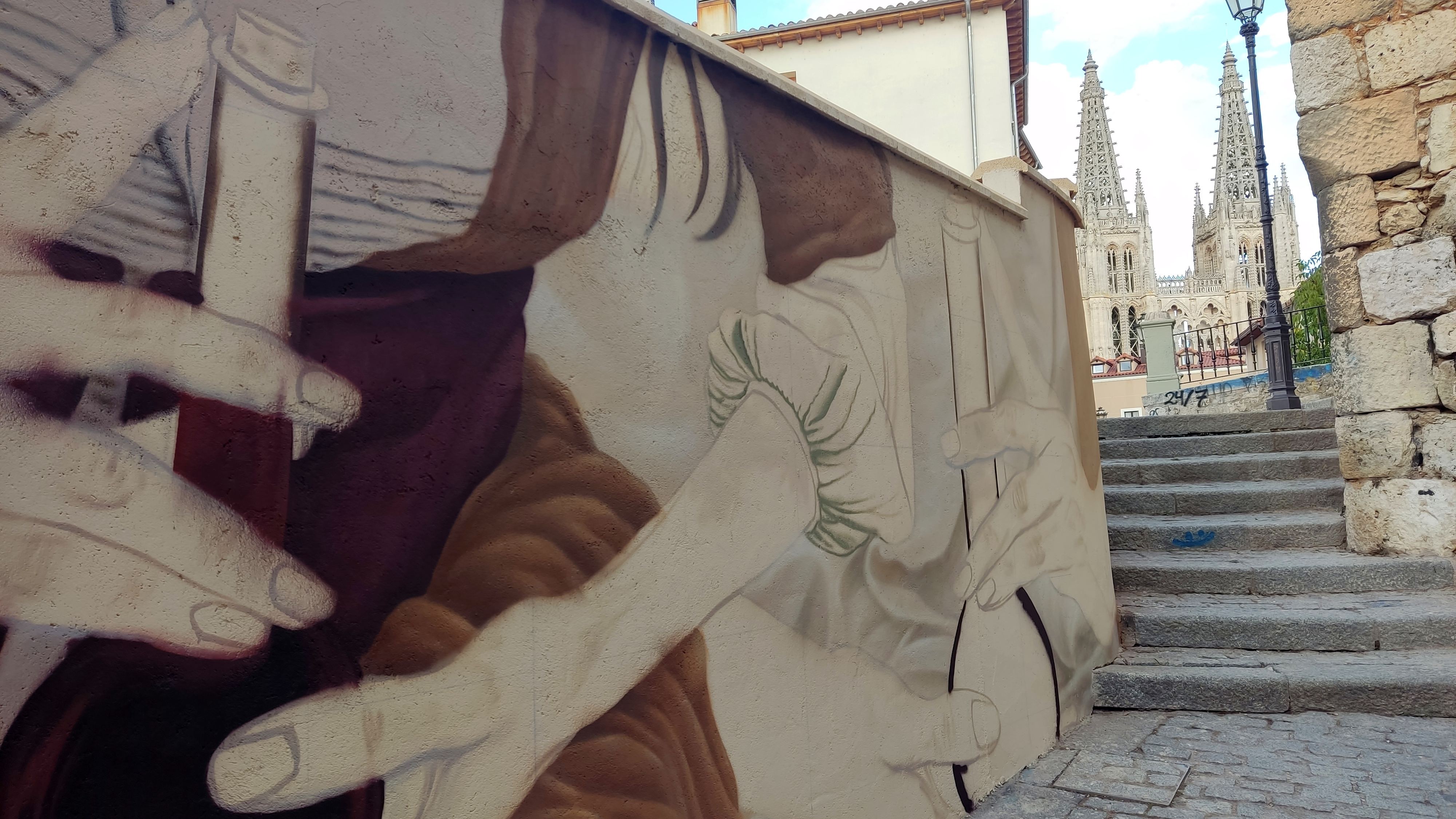 Burgos recrea en un mural histórico la convivencia de musulmanes, judíos y cristianos en la ciudad. 