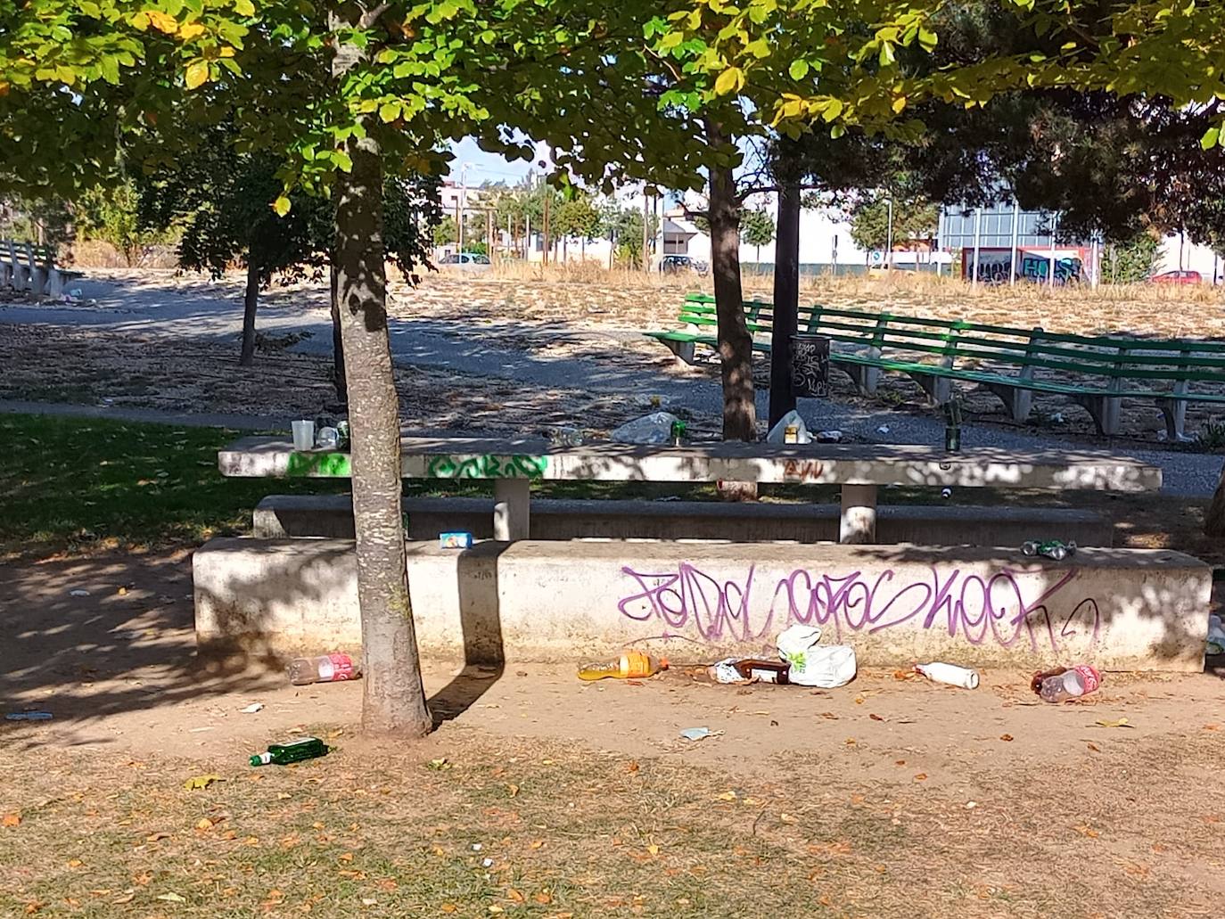 Fotos: Los estragos del botellón en el parque del antiguo hangar de Burgos