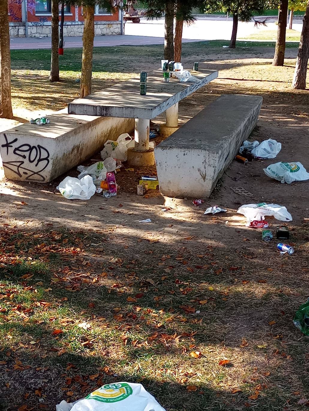 Fotos: Los estragos del botellón en el parque del antiguo hangar de Burgos