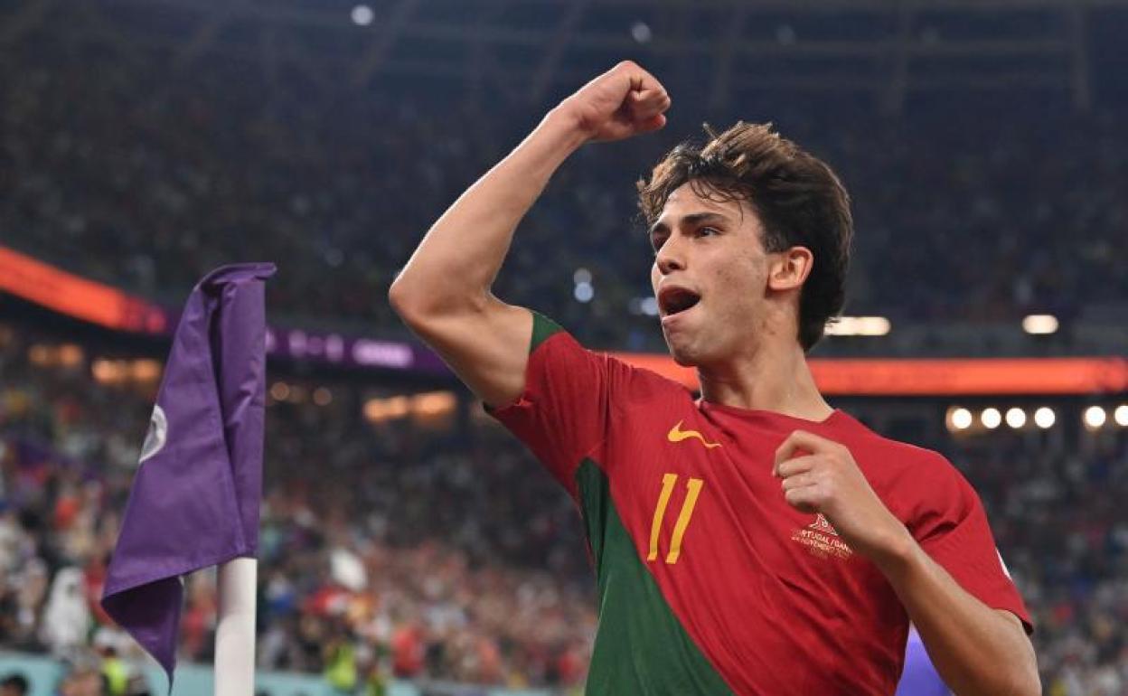 Joao Félix celebra su gol ante Ghana.