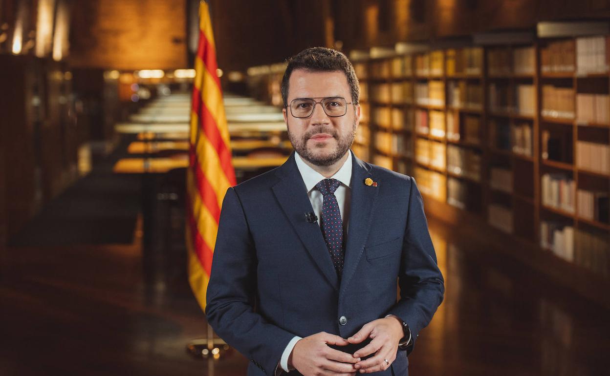 Pere Aragonès, durante su discurso navideño. 