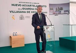 El ministro del Interior, Fernando Grande-Marlaska, interviene durante la presentación del nuevo acuartelamiento de la Guardia Civil en Villasana de Mena