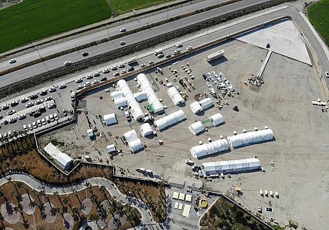 Vista cenital del hospital de campaña en Turquía.