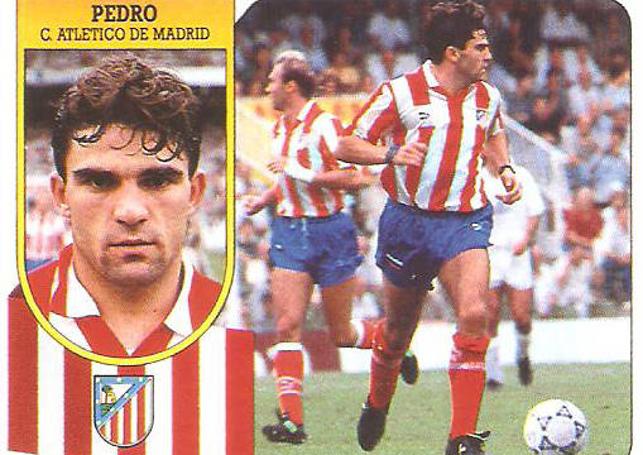 Cromo del lateral izquierdo villarcayense Pedro González durante su etapa en el Atlético de Madrid, donde conquistó dos Copas del Rey.